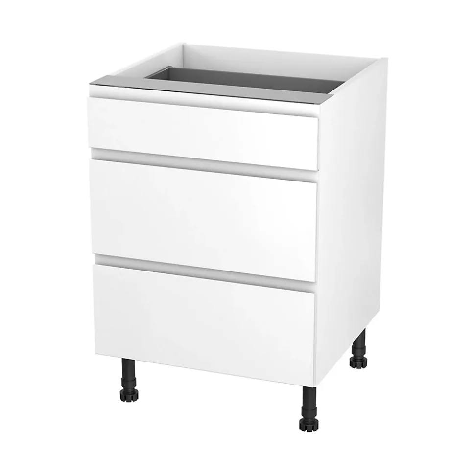 Meuble bas de cuisine avec 1 tiroir et 2 casseroliers GoodHome Garcinia blanc brillant L. 60 x H. 72 cm