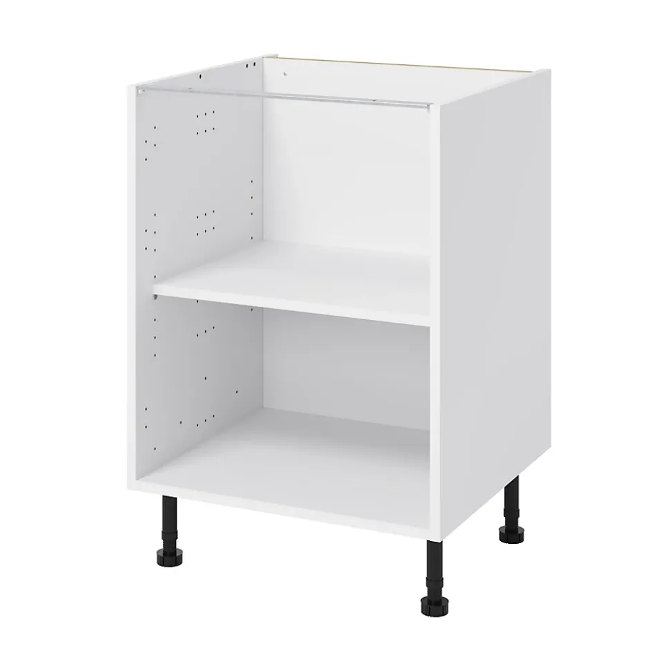 Meuble bas de cuisine avec 1 tiroir et 2 casseroliers GoodHome Stevia blanc brillant L. 60 x H. 72 cm