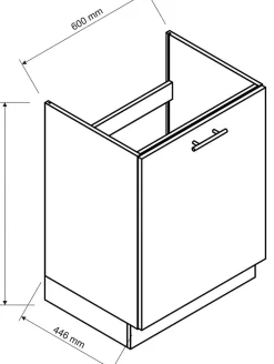 Meuble bas de cuisine avec 1 porte coloris blanc - longueur 60 x profondeur 44,60 x hauteur 82 cm