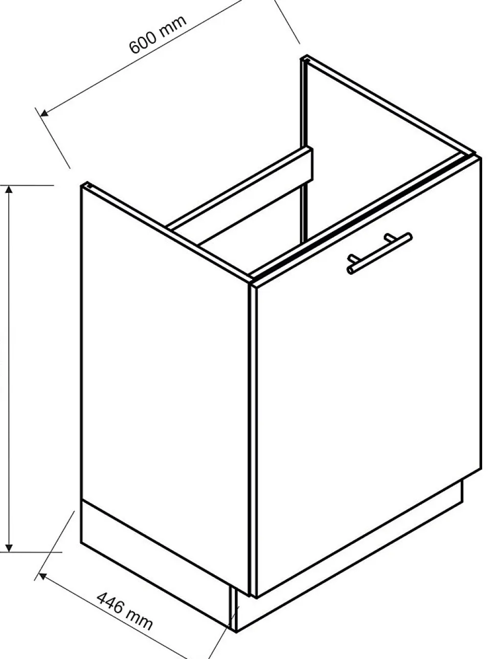 Meuble bas de cuisine avec 1 porte coloris blanc - longueur 60 x profondeur 44,60 x hauteur 82 cm
