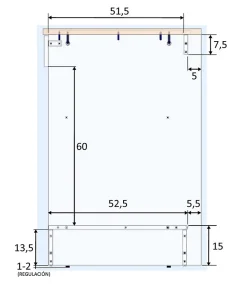 Meuble bas de cuisine avec plan de travail pour four coloris blanc brillant /chêne canadien - H. 90 x L. 60 x P. 60 cm