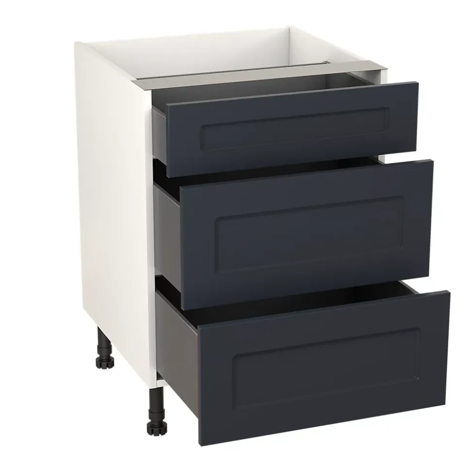 Meuble bas de cuisine avec 1 tiroir et 2 casseroliers GoodHome Artemisia bleu L. 60 x H. 72 cm