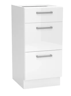 Meuble bas de cuisine avec 3 tiroirs coloris blanc - longueur 40 x profondeur 44,60 x hauteur 82 cm