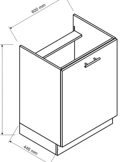 Meuble bas de cuisine coloris blanc avec 1 porte - longueur 60 x profondeur 44,60 x hauteur 82 cm
