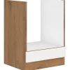 Meuble bas four 60 cm ROCK Mélaminé Chêne Lancelot et Blanc brillant 60x52x82 cm