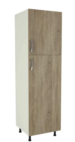 Meuble colonne de cuisine 2 portes coloris chêne cortez - Hauteur 200 x Longueur 60 x profondeur 58 cm