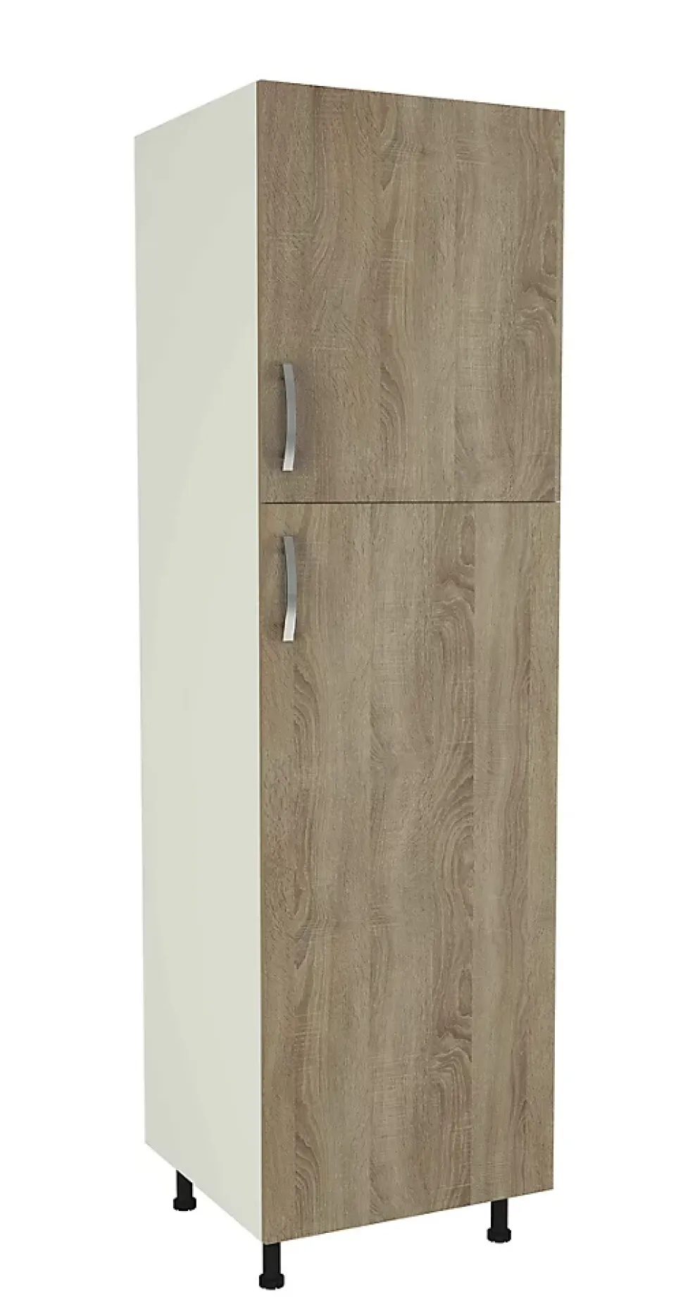 Meuble colonne de cuisine 2 portes coloris chêne cortez - Hauteur 200 x Longueur 60 x profondeur 58 cm