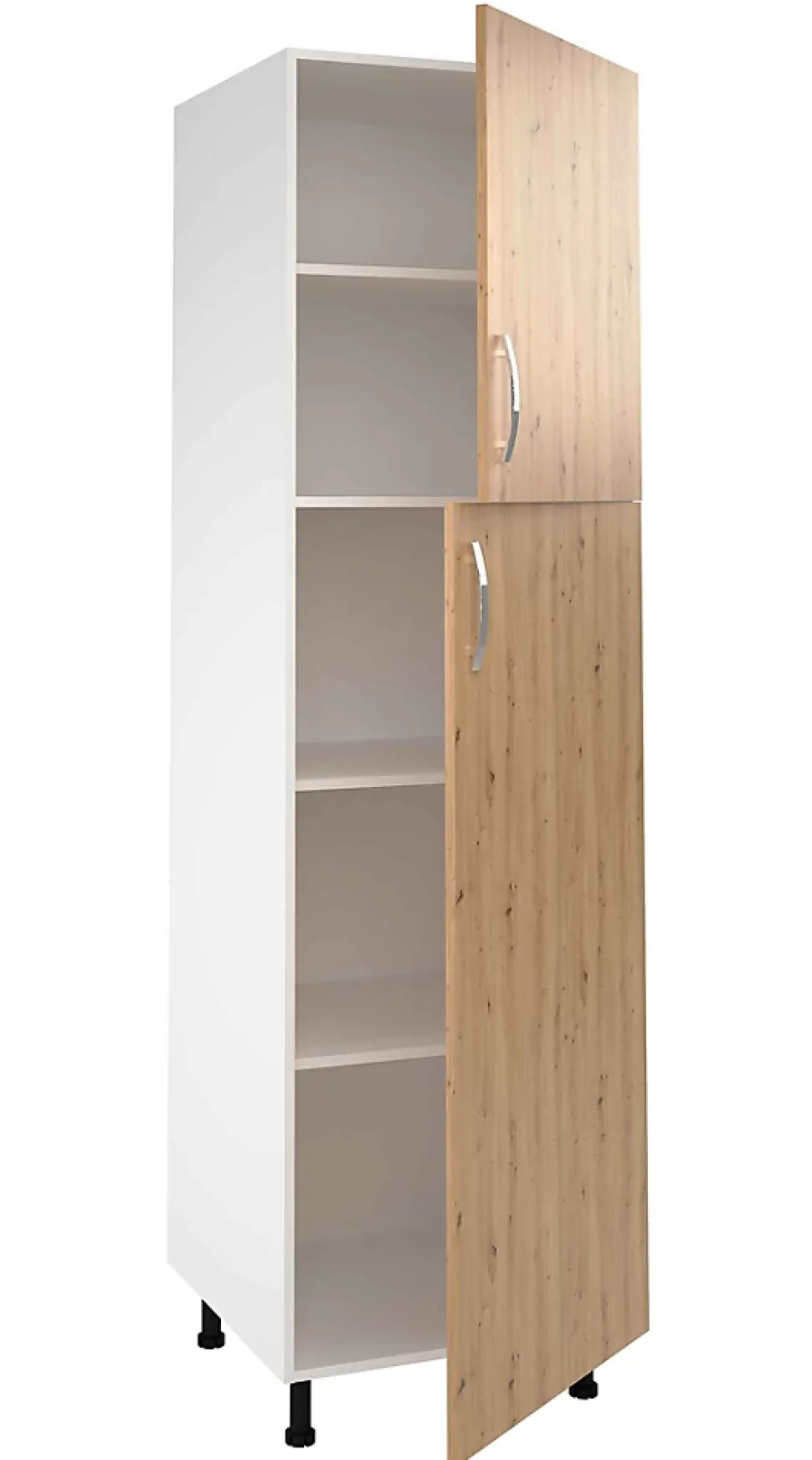 Meuble colonne de cuisine avec 2 portes coloris Chêne Albar - Hauteur 200 x Longueur 60 x profondeur 58 cm