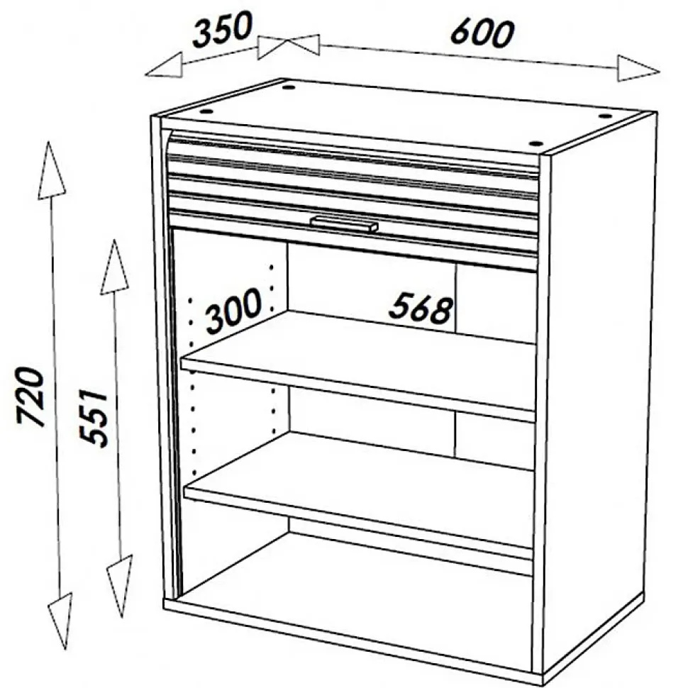 Meuble Cuisine Blanc SIMMOB L60 P35 H72 Rideau Alu