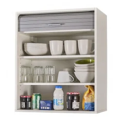 Meuble Cuisine Blanc SIMMOB L60 P35 H72 Rideau Alu