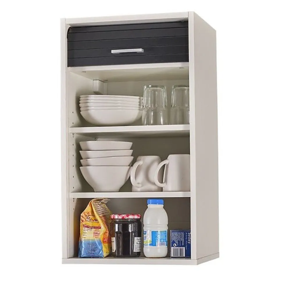 Meuble cuisine blanc SIMMOB L40 H72 P35 rideau coulissant