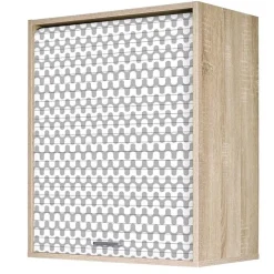 Meuble Cuisine Chêne Façade Décor 2 Etagères Largeur 60 Haut 72 Prof 35 cm - Vagues Grises 810 - L 60 x l 35 x H 72 cm