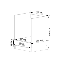 Meuble de cuisine bas / à four AKORD S60 OLIWIA modulable Blanc 60 cm 1 porte couleur Chêne Sonoma 1 étagère 60x55x82 cm