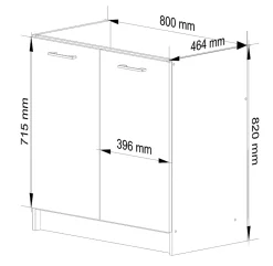Meuble de cuisine bas / pour évier AKORD S80 OLIWIA modulable Blanc 80 cm 2 portes couleur Blanc 1 étagère 80x46x82 cm