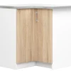 Meuble de cuisine bas AKORD S90 d'angle LIMA modul. Blanc 84 cm 2 portes façade Chêne Sonoma 2 étagères 84x44,5x85,5 cm