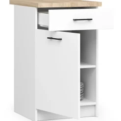 Meuble de cuisine bas AKORD S40 OLIWIA modulable Blanc 40 cm 1 porte 1 tiroir façade Blanche 2 étagères 40x46x85 cm