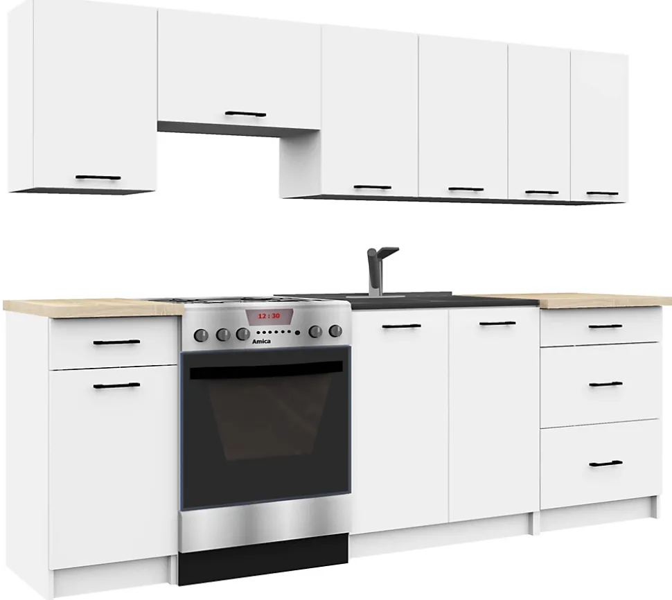 Meuble de cuisine bas AKORD S80 OLIWIA modulable Blanc 80 cm 3 tiroirs façade Blanche 80x46x85 cm
