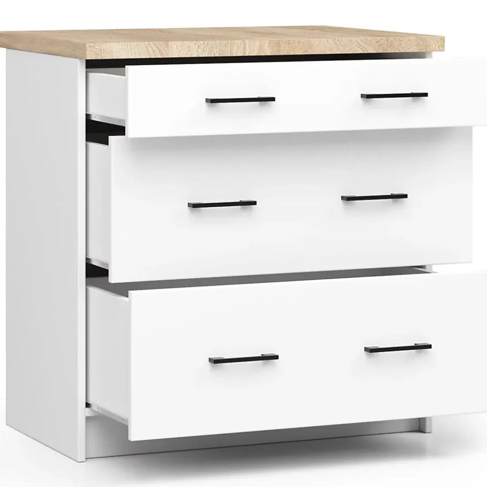 Meuble de cuisine bas AKORD S80 OLIWIA modulable Blanc 80 cm 3 tiroirs façade Blanche 80x46x85 cm