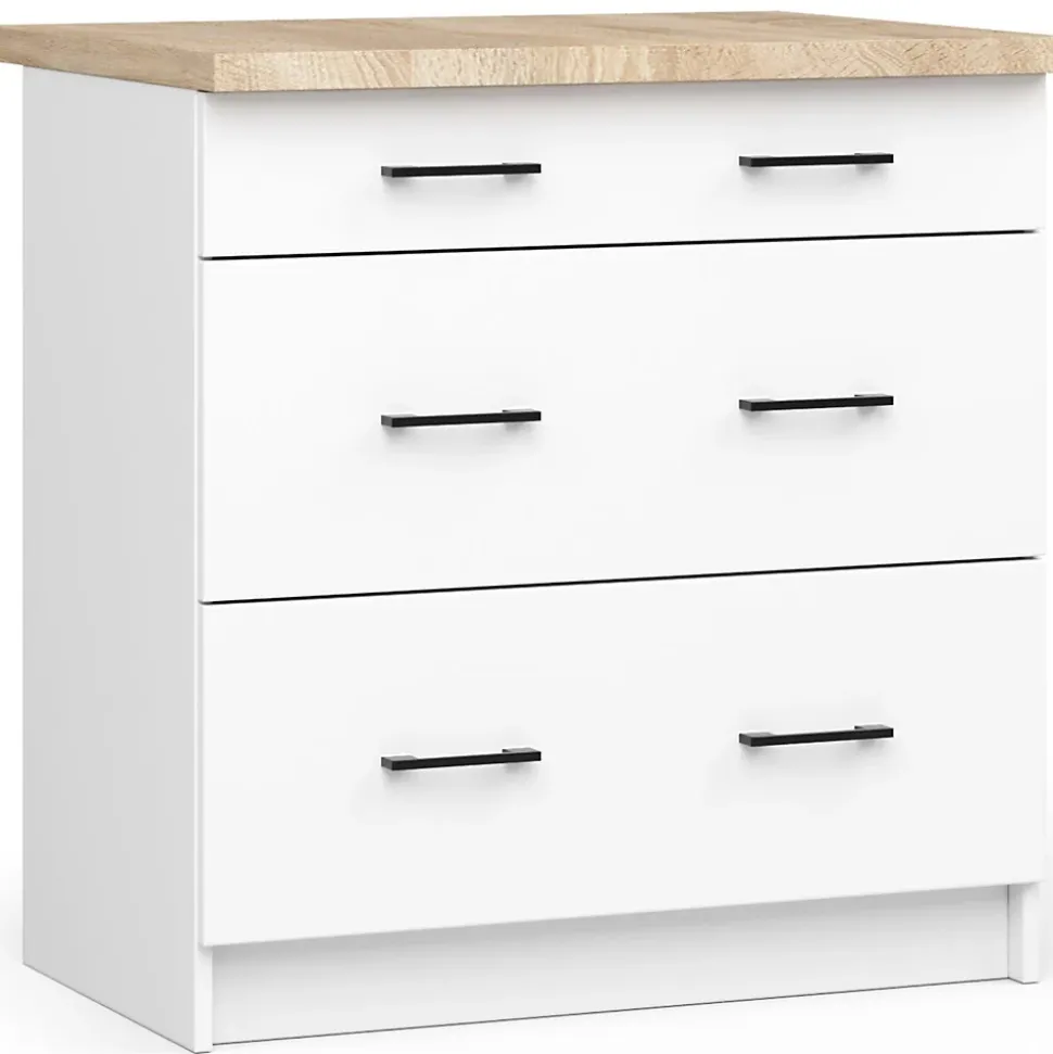 Meuble de cuisine bas AKORD S80 OLIWIA modulable Blanc 80 cm 3 tiroirs façade Blanche 80x46x85 cm