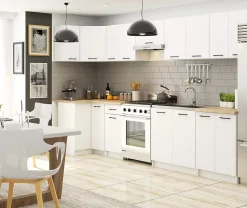 Meuble de cuisine bas AKORD S90 d'angle avec plan de travail OLIWIA Blanc 90 cm 2 portes façade Blanche 2 étagères 90x46x85 cm