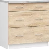 Meuble de cuisine bas AKORD S80 LIMA modulable Blanc 80 cm 3 tiroirs façade Chêne Sonoma 80x44,5x82 cm