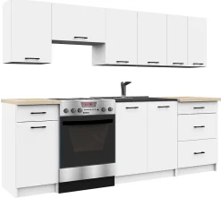 Meuble de cuisine bas AKORD S50 OLIWIA modulable Blanc 50 cm 1 porte 1 tiroir façade Blanche 2 étagères 50x46x85 cm