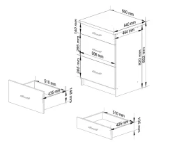 Meuble de cuisine bas AKORD S60 LIMA modulable Blanc 60 cm 3 tiroirs façade Chêne Sonoma 60x44,5x82 cm