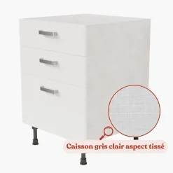 Meuble de cuisine bas Casserolier - 60 cm - Caisson coloris Lino