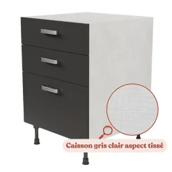 Meuble de cuisine bas Casserolier - 60 cm - Caisson coloris Lino