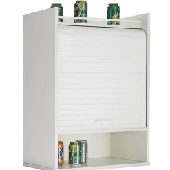 Meuble de Cuisine Blanc Rideau Noir ou Blanc 4 Niches L 54 H 76.6 P 35.4 cm - Blanc - L 54 x l 35.4 x H 76.6 cm
