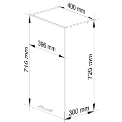 Meuble de cuisine haut AKORD W40 H720 Blanche 1 porte, 2 étagères 72x40x30 cm