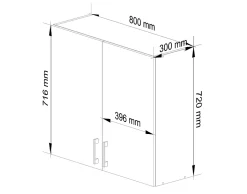 Meuble de cuisine haut AKORD W80 LIMA modulable Blanc 80 cm 2 portes façade Chêne Sonoma 2 étagères 80x30,5x72 cm