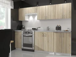 Meuble de cuisine haut AKORD W80 LIMA modulable Blanc 80 cm 2 portes façade Chêne Sonoma 2 étagères 80x30,5x72 cm