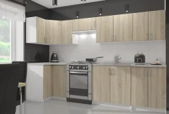 Meuble de cuisine haut AKORD W40 LIMA modulable Blanc 40 cm 1 porte façade Chêne Sonoma 2 étagères 40x30,5x72 cm