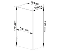 Meuble de cuisine haut AKORD W40 LIMA modulable Blanc 40 cm 1 porte façade Chêne Sonoma 2 étagères 40x30,5x72 cm