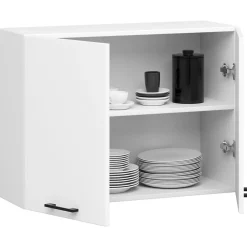 Meuble de cuisine haut AKORD W80 OLIWIA modulable Blanc 80 cm 2 portes façade Blanche 2 étagères 80x30x58 cm