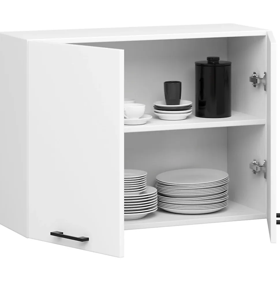 Meuble de cuisine haut AKORD W80 OLIWIA modulable Blanc 80 cm 2 portes façade Blanche 2 étagères 80x30x58 cm