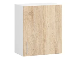 Meuble de cuisine haut AKORD W50 LIMA modulable Blanc 50 cm 1 porte façade Chêne Sonoma 2 étagères 50x30,5x58 cm