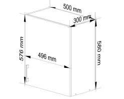Meuble de cuisine haut AKORD W50 LIMA modulable Blanc 50 cm 1 porte façade Chêne Sonoma 2 étagères 50x30,5x58 cm