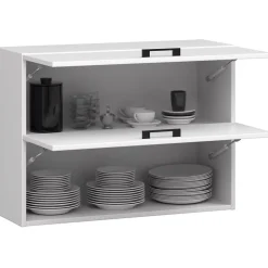 Meuble de cuisine haut AKORD W80 OLIWIA G2 modulable Blanc 80 cm 2 portes façade Blanche 2 étagères 80x30x58 cm