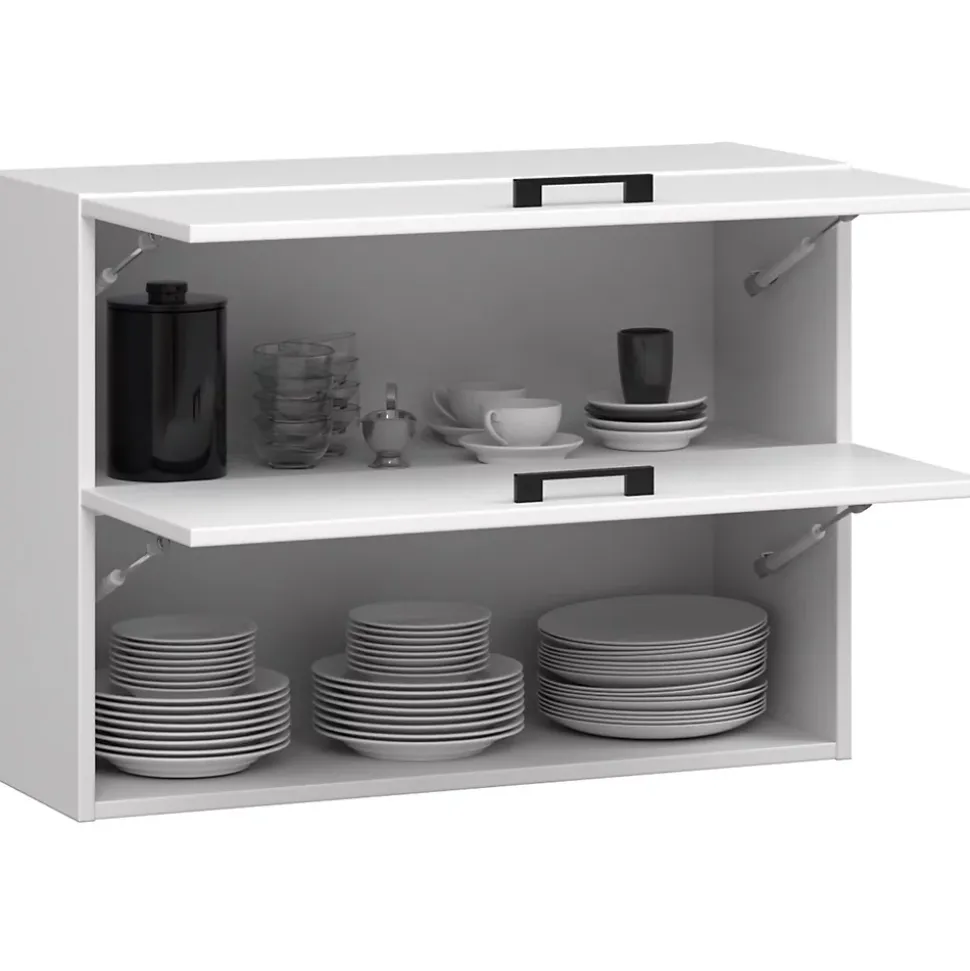Meuble de cuisine haut AKORD W80 OLIWIA G2 modulable Blanc 80 cm 2 portes façade Blanche 2 étagères 80x30x58 cm