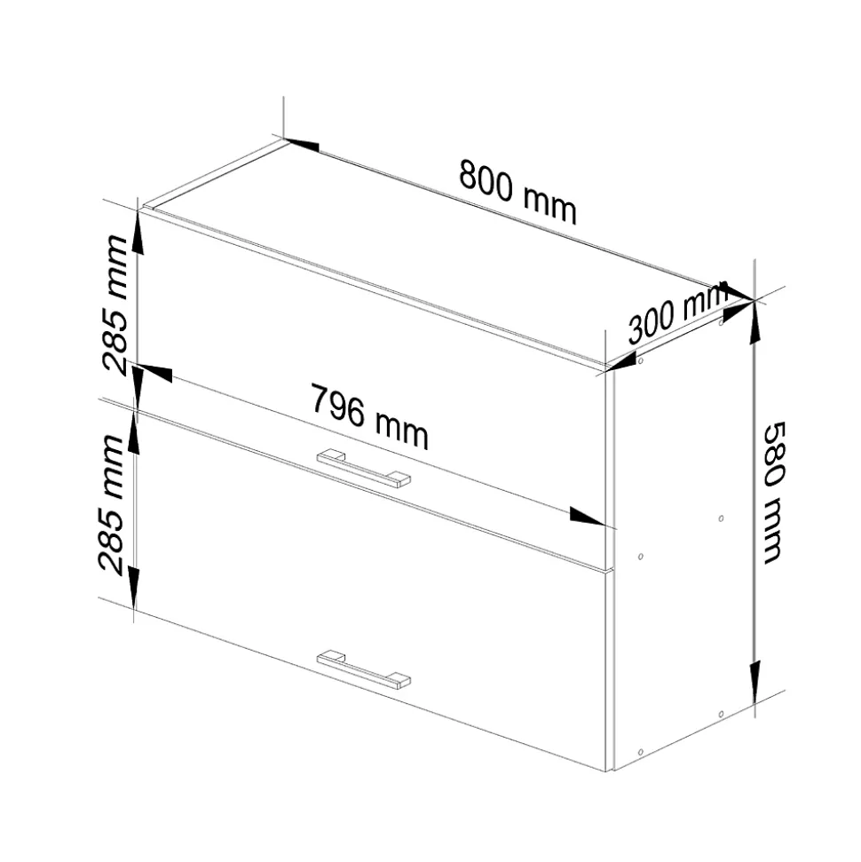 Meuble de cuisine haut AKORD W80 OLIWIA G2 modulable Blanc 80 cm 2 portes façade Blanche 2 étagères 80x30x58 cm