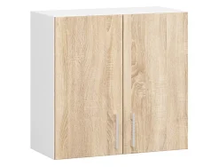 Meuble de cuisine haut AKORD W60 LIMA modulable Blanc 60 cm 2 portes façade Chêne Sonoma 2 étagères 60x30,5x58 cm