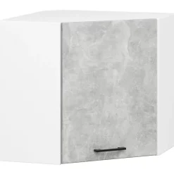 Meuble de cuisine haut AKORD W60 OLIWIA modulable Blanc 60 cm 1 porte façade Béton 2 étagères 60x30x58 cm