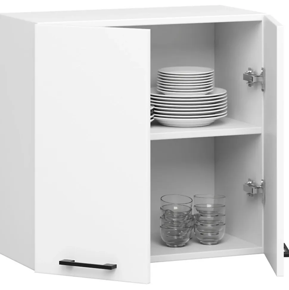 Meuble de cuisine haut AKORD W60 OLIWIA modulable Blanc 60 cm 2 portes façade Blanche 2 étagères 60x30x58 cm