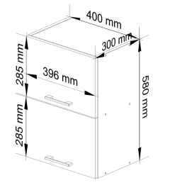 Meuble de cuisine haut AKORD W40 OLIWIA G2 modulable Blanc 40 cm 2 portes façade Blanche 2 étagères 40x30x58 cm