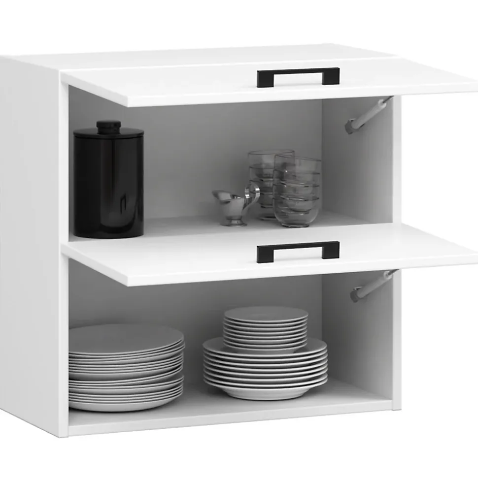 Meuble de cuisine haut AKORD W60 OLIWIA G2 modulable Blanc 60 cm 2 portes façade Blanche 2 étagères 60x30x58 cm