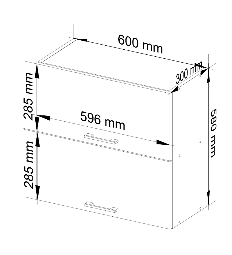 Meuble de cuisine haut AKORD W60 OLIWIA G2 modulable Blanc 60 cm 2 portes façade Blanche 2 étagères 60x30x58 cm