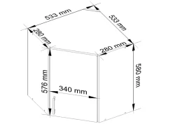 Meuble de cuisine haut AKORD d'angle W60 LIMA modulable Blanc 60 cm 1 porte façade Chêne Sonoma 2 étagères 60x30,5x58 cm