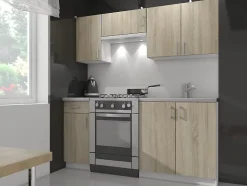 Meuble de cuisine haut AKORD d'angle W60 LIMA modulable Blanc 60 cm 1 porte façade Chêne Sonoma 2 étagères 60x30,5x58 cm